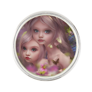 Fairy Sisters Amongst the Flowers in the Forest Lapel Pin