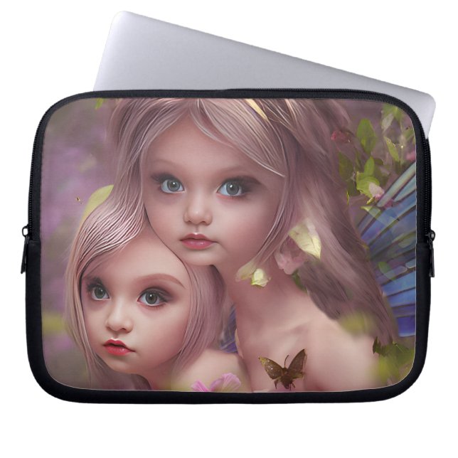 Fairy Sisters Amongst the Flowers in the Forest Laptop Sleeve (Front)