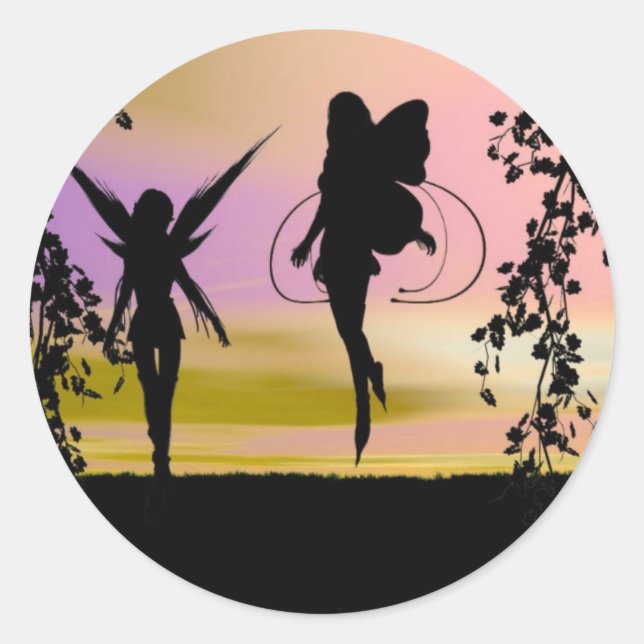 Fairy Sisters Classic Round Sticker (Front)