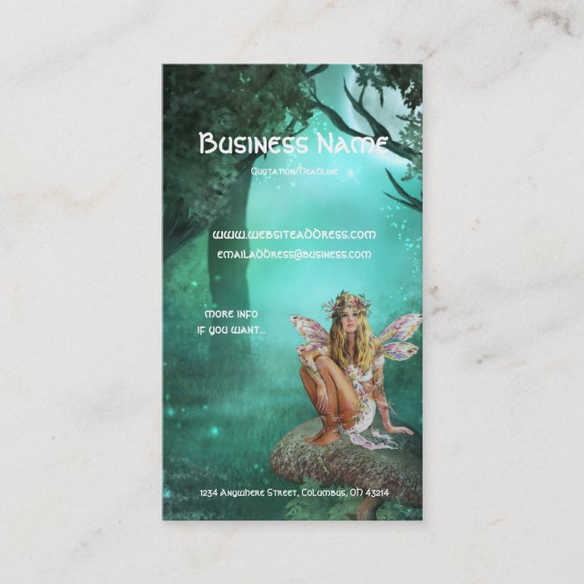 Fairy Sitting on a Mushroom Patch Business Cards (Front)