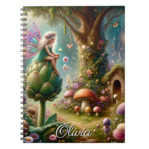 Fairy sitting on an Artichoke Magical Personalized Notebook