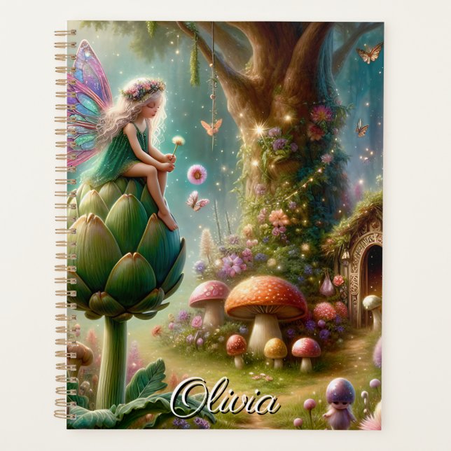 Fairy sitting on an Artichoke Magical Personalized Planner (Front)