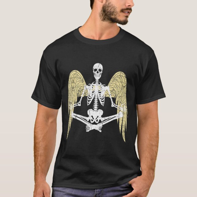 Fairy Skeleton Dark Goth Aesthetic Yoga Meditation T-Shirt (Front)
