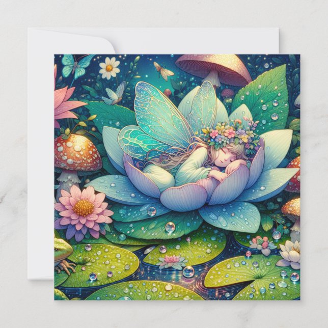 Fairy Sleeping on a Flower Blank Card (Front)