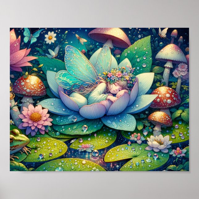 Fairy Sleeping on a Flower Fairytale Poster (Front)
