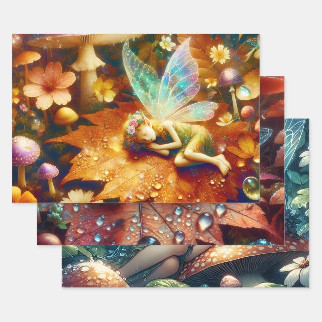 Fairy Sleeping on a Flower Personalized Wrapping Paper Sheet (Set)