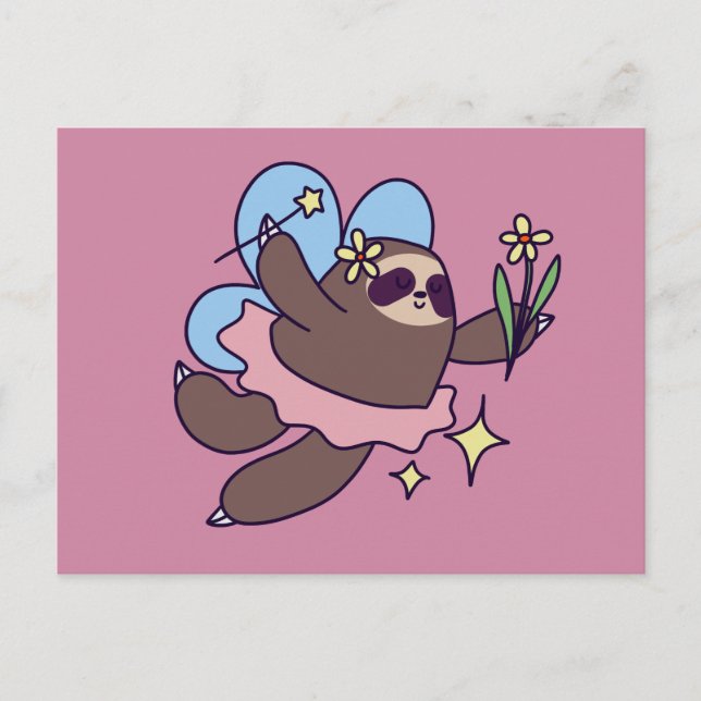 Fairy Sloth Postcard (Front)