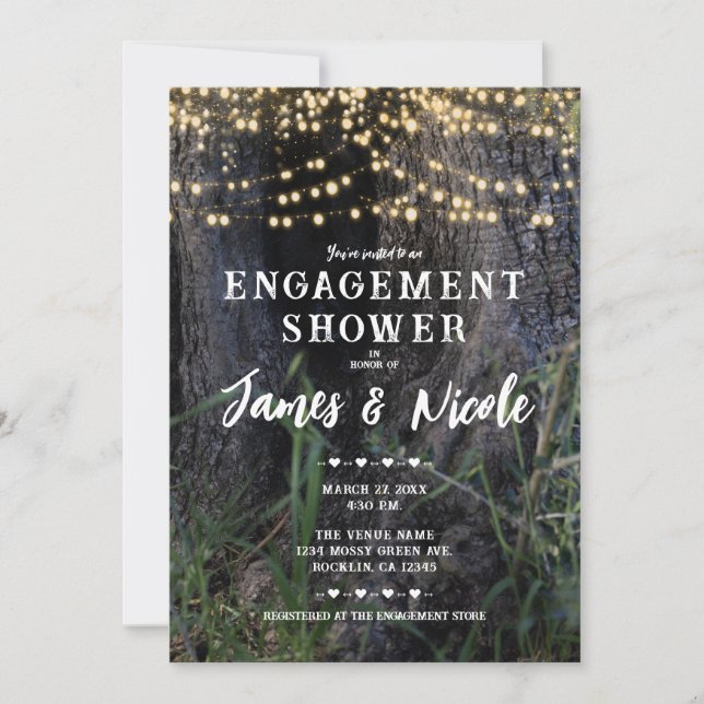 Fairy Sparkle Lights in the Forest Engagement  Invitation (Front)