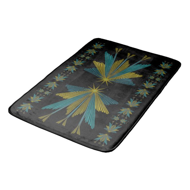 Fairy Stars Black Bath Mat (Angled)