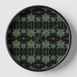 Fairy Stars Black Wood Framed Clock