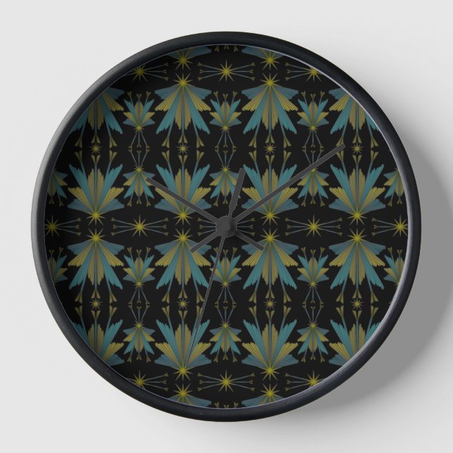 Fairy Stars Black Wood Framed Clock (Front)