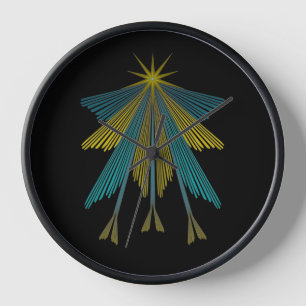 Fairy Stars Black Wood Framed Clock
