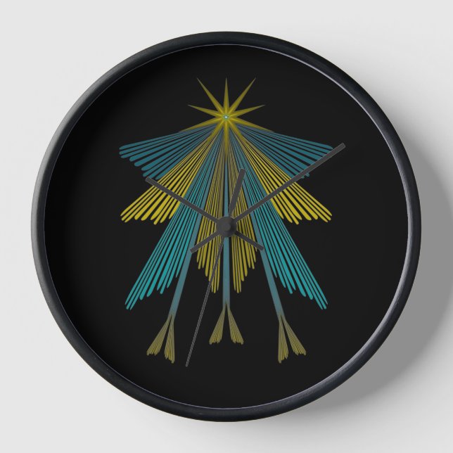 Fairy Stars Black Wood Framed Clock (Front)