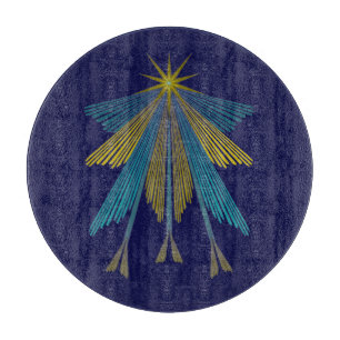 Fairy Stars Navy Glass Cutting Board