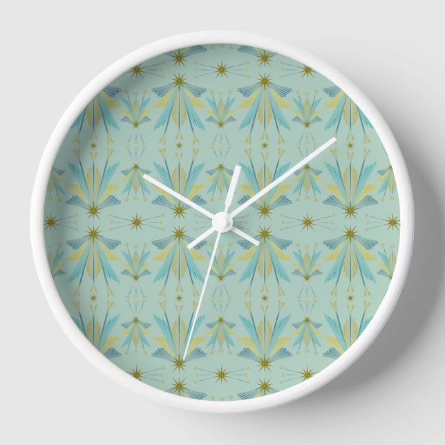 Fairy Stars Pistachio Bois encadré Horloge (Recto)