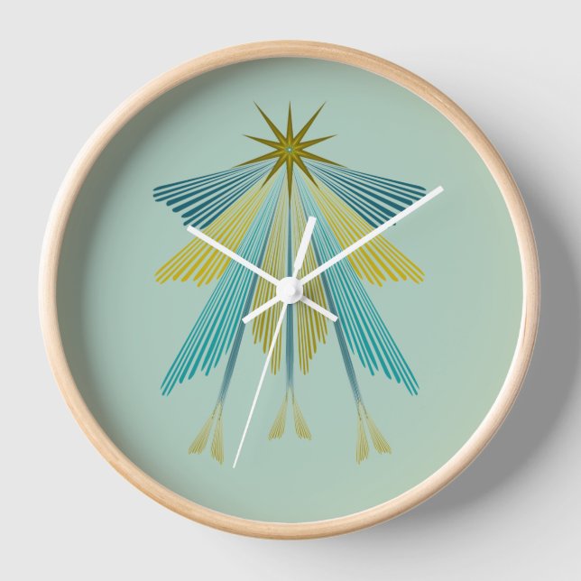 Fairy Stars Pistachio Bois encadré Horloge (Recto)
