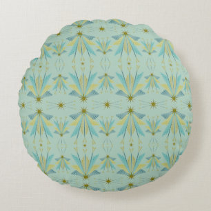 Fairy Stars Pistachio Round Throw Pillow