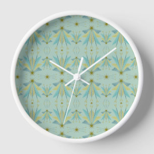 Fairy Stars Pistachio Wood Framed Clock