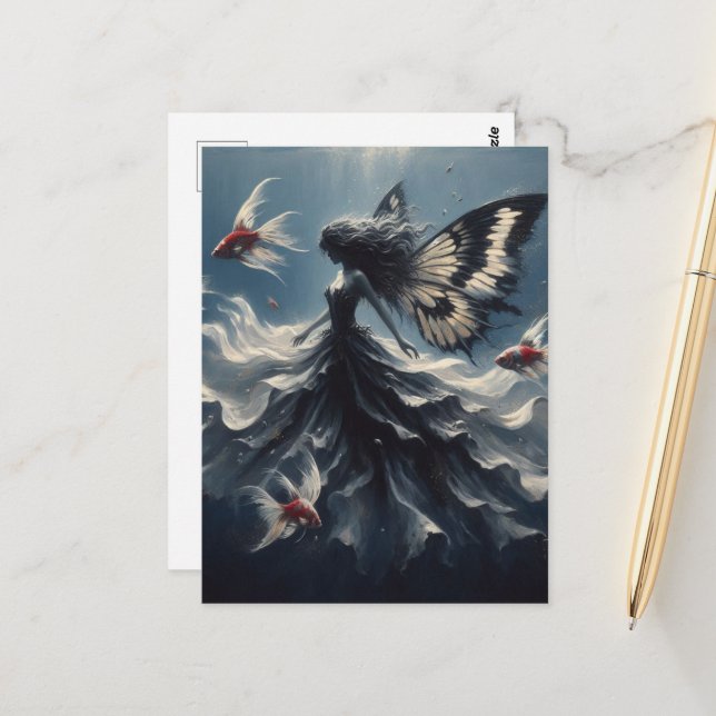 Fairy Swims with Fish Postcard (Front/Back In Situ)