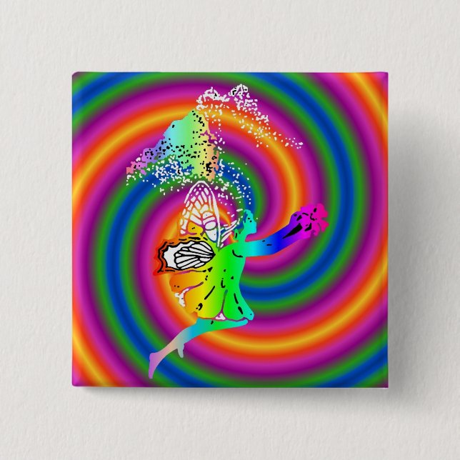 fairy swirl 2 inch square button (Front)
