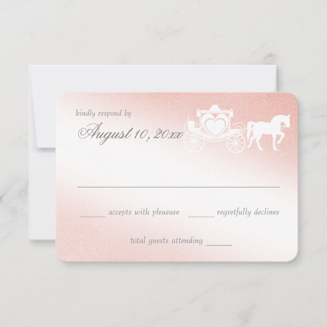 Fairy Tale Carriage Blush Pink Carte de réponse (Devant)