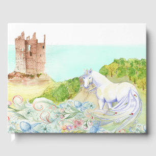 Fairy Tale Castle et Unicorn Mariage livre d'hôtes