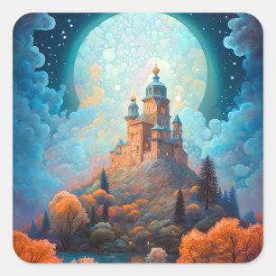 Fairy Tale Castle Fantasy Art Square Sticker