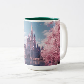 Fairy Tale Castle Mug with Pink Cherry Blossoms