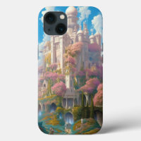 Fairy Tale Castle Pink White Gold Fantasy Art