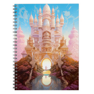 Fairy Tale Castle Pink White Gold Fantasy Art Notebook