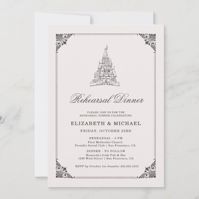 Fairy Tale Castle Rehearsal Dinner Invitation (Front)