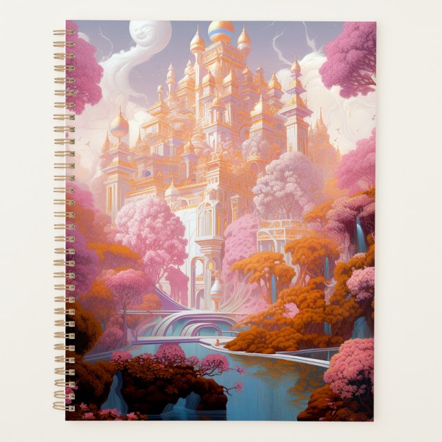 Fairy Tale Castle Rose White Gold Imaginaire Art (Devant)