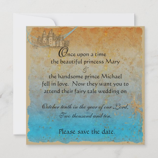 Fairy Tale Castle Save the Date Card (Front)