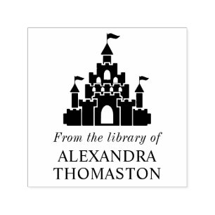 Fairy Tale Castle Silhouette Library Book Name Self-inking Stamp
