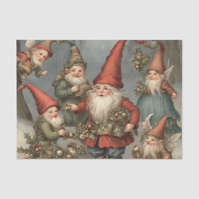Fairy Tale Christmas Gnomes in the Forest Tissue Paper (Front)