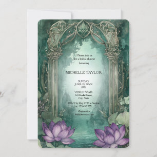 Fairy Tale Enchanted Forest Lotus Floral Bridal Invitation