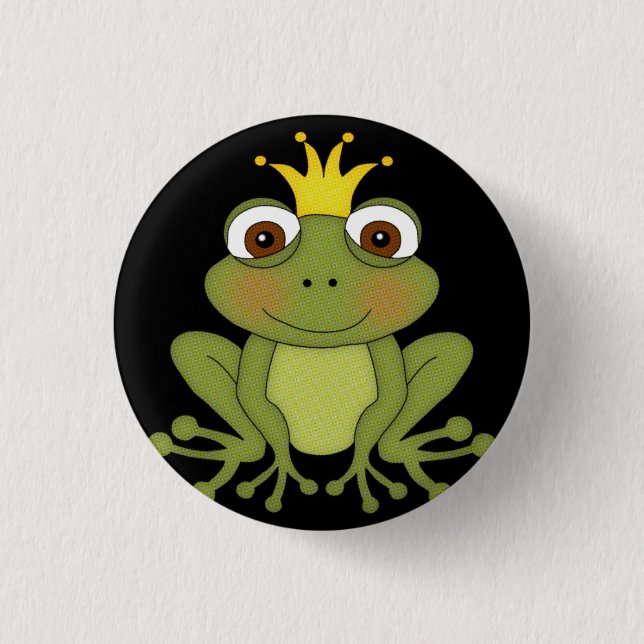 Fairy Tale Frog Prince with Crown 1 Inch Round Button (Front)