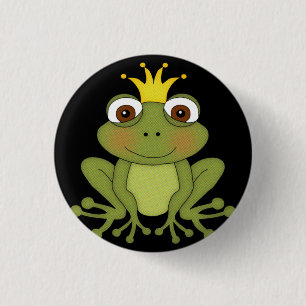 Fairy Tale Frog Prince with Crown 1 Inch Round Button