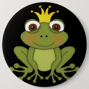 Fairy Tale Frog Prince with Crown 6 Inch Round Button