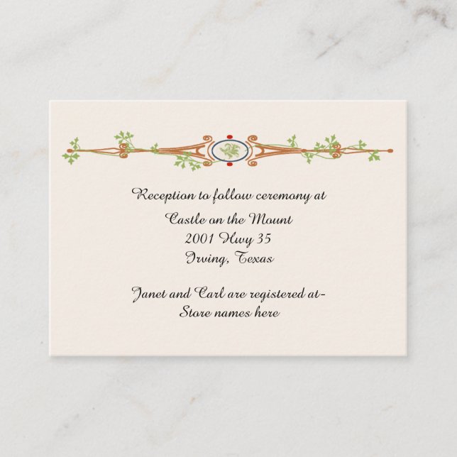 Fairy Tale Ivory Wedding Information Card (Front)