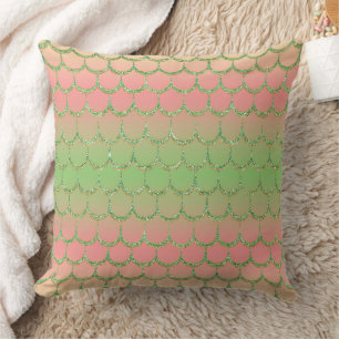 Fairy Tale Mermaid Scales Pastel Gradient Pattern Throw Pillow