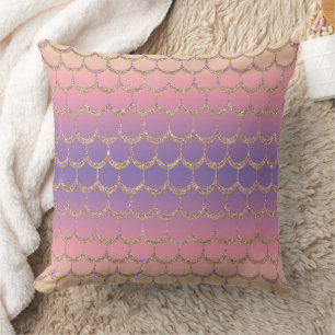 Fairy Tale Mermaid Scales Pastel Gradient Pattern Throw Pillow