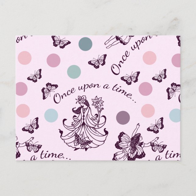 Fairy Tale Once Upon a Time with Butterflies Postcard (Front)