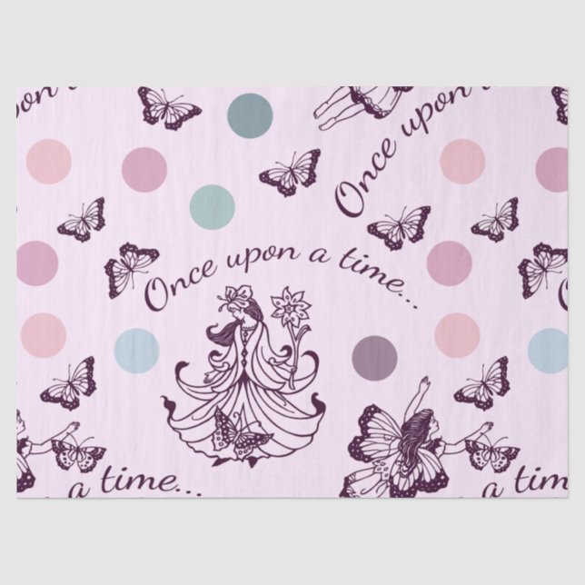 Fairy Tale Once Upon a Time with Butterflies Tissue Paper (Front)