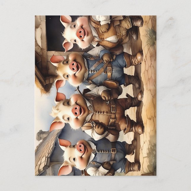 Fairy Tale Pigs Postcard (Front)