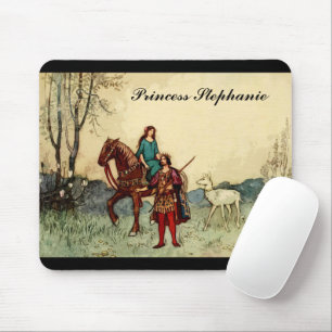 Fairy Tale Princess And White Deer Mouse Pad