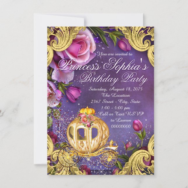 Fairy Tale Princess Anniversaire Fête Invitations (Devant)