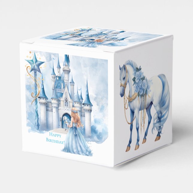 Fairy Tale Princess Castle Girl Birthday Favor Box (Front Side)