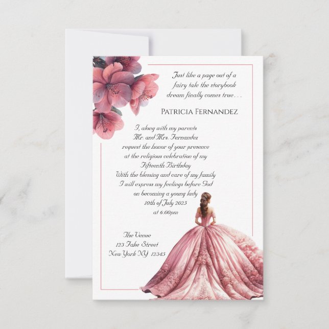 Fairy Tale Princess Quinceañera Invitation (Front)