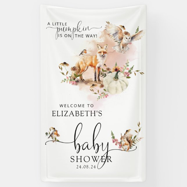 Fairy Tale Pumpkin Fall Baby Shower Welcome Banner (Vertical)